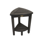 Mod Gray Teak 18" Curvilinear Corner Shower Bench With Shelf