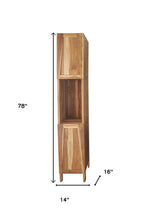 14" Brown Wood Shaker Style Double Door Linen Cabinet
