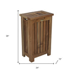 24" Brown Solid Wood Laundry Hamper With Lid