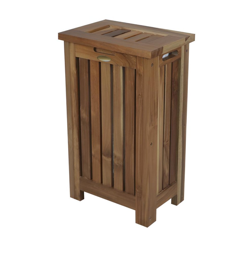 24" Brown Solid Wood Laundry Hamper With Lid