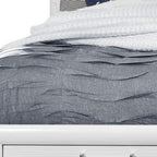 White Solid Wood Lighted King Bed Frame With Drawers
