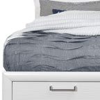 White Solid Wood Lighted King Bed Frame With Drawers