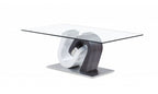 48" Clear Gray and White Glass And Steel Mod Coffee Table
