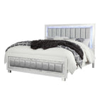 White Faux Leather Upholstered Full Bed Frame With No