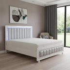 White Faux Leather Upholstered Full Bed Frame With No