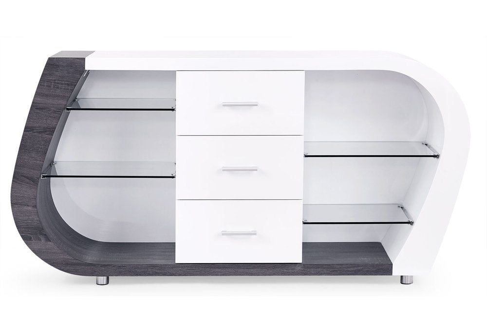 White And Grey Multi Tone Buffet With 3 Drawers