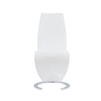 Set of Two White and Silver Upholstered Faux Leather Dining Parsons Chairs