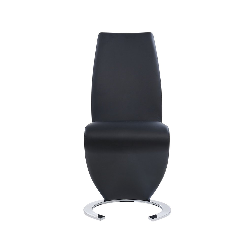 Set of Two White and Silver Upholstered Faux Leather Dining Parsons Chairs