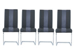 Set of Four Gray and Silver Upholstered Faux Leather Dining Side Chairs