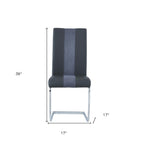 Set of Four Gray and Silver Upholstered Faux Leather Dining Side Chairs