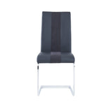 Set of Four Gray and Silver Upholstered Faux Leather Dining Side Chairs