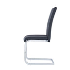 Set of Four Gray and Silver Upholstered Faux Leather Dining Side Chairs