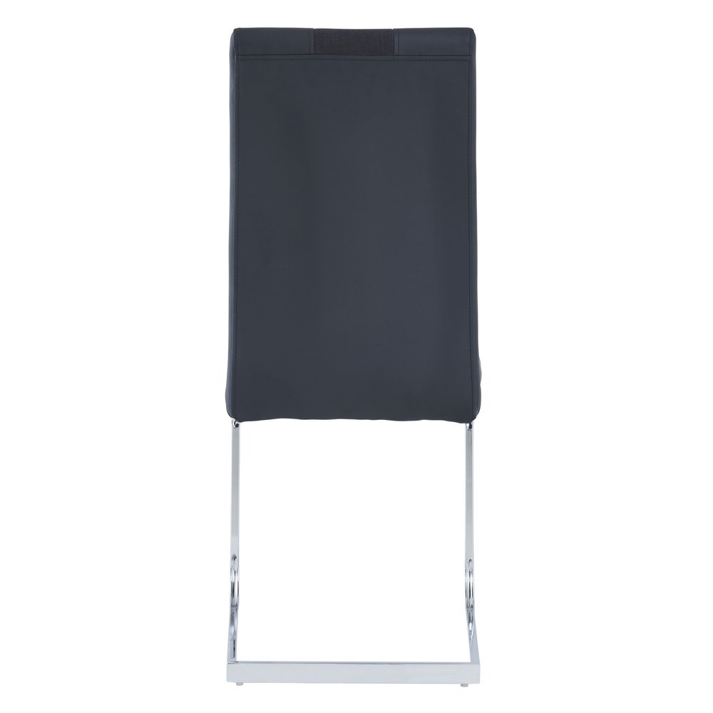 Set of Four Gray and Silver Upholstered Faux Leather Dining Side Chairs