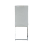 Set of Four White and Silver Upholstered Faux Leather Dining Side Chairs