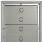33" Silver Solid Wood Mirrored Five Drawer Dresser