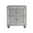 28" Solid and Manufactured Wood And Mirrored Glass Nightstand