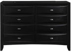 41" Black Solid Wood Five Drawer Dresser