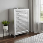 Champagne Toned Chest With Tapered Acrylic Legs And 5 Drawers