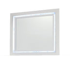 41" White Faux Marble Wood Lighted Mounted Accent Mirror