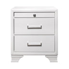 27" White Wood Two Drawer Nightstand