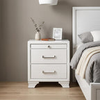 27" White Wood Two Drawer Nightstand