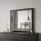 35" Dark Gray Wood Framed Mounted Dresser Mirror