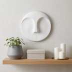 10" White Ceramic Face Round Wall Decor