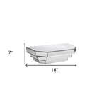 16" Silver Mirrored Glass Hanging Dimensional Floating Shelf