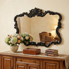 27" Black Ornate Scroll Framed Accent Mirror