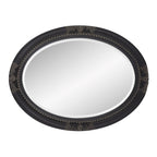 33" Black Ornate Oval Wood Framed Accent Mirror