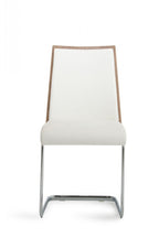 Set of Two White and Silver Upholstered Faux Leather Dining Side Chairs