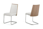 Set of Two White and Silver Upholstered Faux Leather Dining Side Chairs