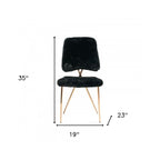 Set of Two Black and Gold Upholstered Fabric Dining Side Chairs