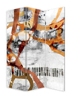 72" Black And White Canvas Folding Three Panel Screen Room Divider