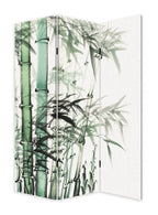 72" Green And White Canvas Folding Three Panel Screen Room Divider