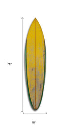 76" X 18" Yellow Wood Hanging Dimensional Sculpture