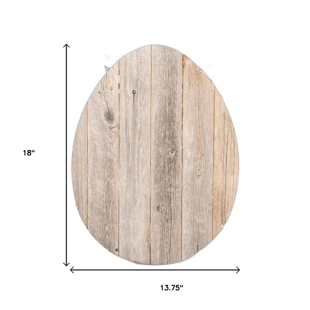 12" X 9" Gray Reclaimed Wood Egg Shaped Wall Decor