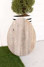 12" X 9" Gray Reclaimed Wood Egg Shaped Wall Decor