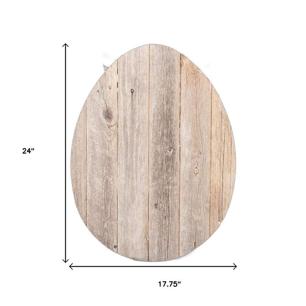 12" X 9" Gray Reclaimed Wood Egg Shaped Wall Decor