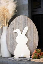 12" X 9" Gray Reclaimed Wood Egg Shaped Wall Decor