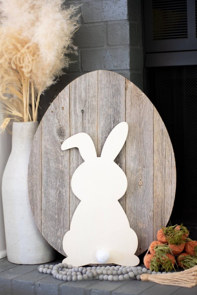 12" X 9" Gray Reclaimed Wood Egg Shaped Wall Decor