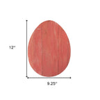 12" X 9" Red Reclaimed Wood Egg Shaped Wall Decor