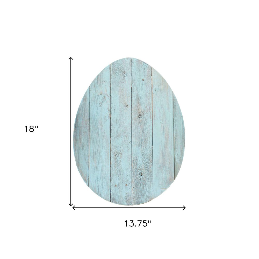 12" X 9" Turquoise Reclaimed Wood Egg Shaped Wall Decor