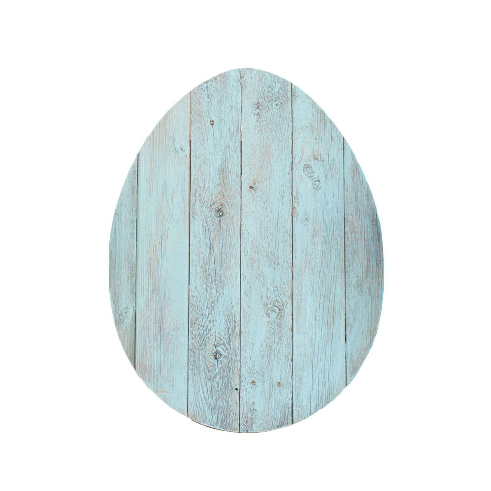 12" X 9" Turquoise Reclaimed Wood Egg Shaped Wall Decor