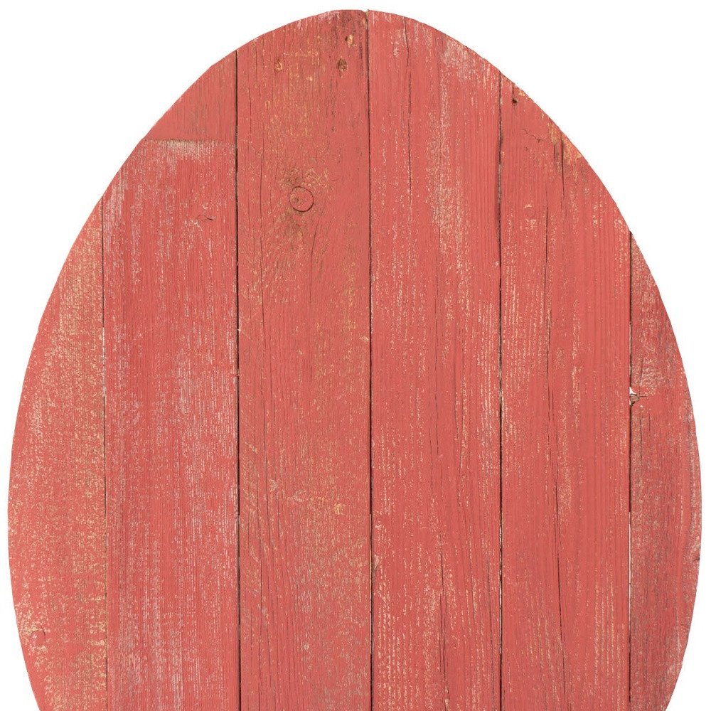 12" X 9" Red Reclaimed Wood Egg Shaped Wall Decor