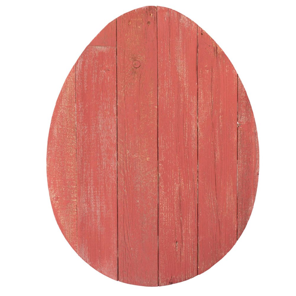 12" X 9" Red Reclaimed Wood Egg Shaped Wall Decor