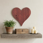 12" X 12" Red Wood Heart Hanging Dimensional Sculpture