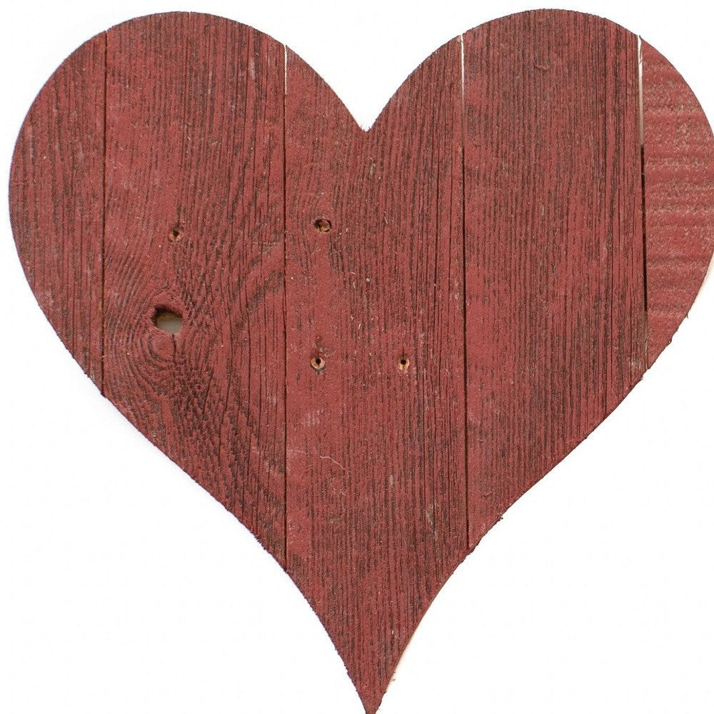 12" X 12" Red Wood Heart Hanging Dimensional Sculpture