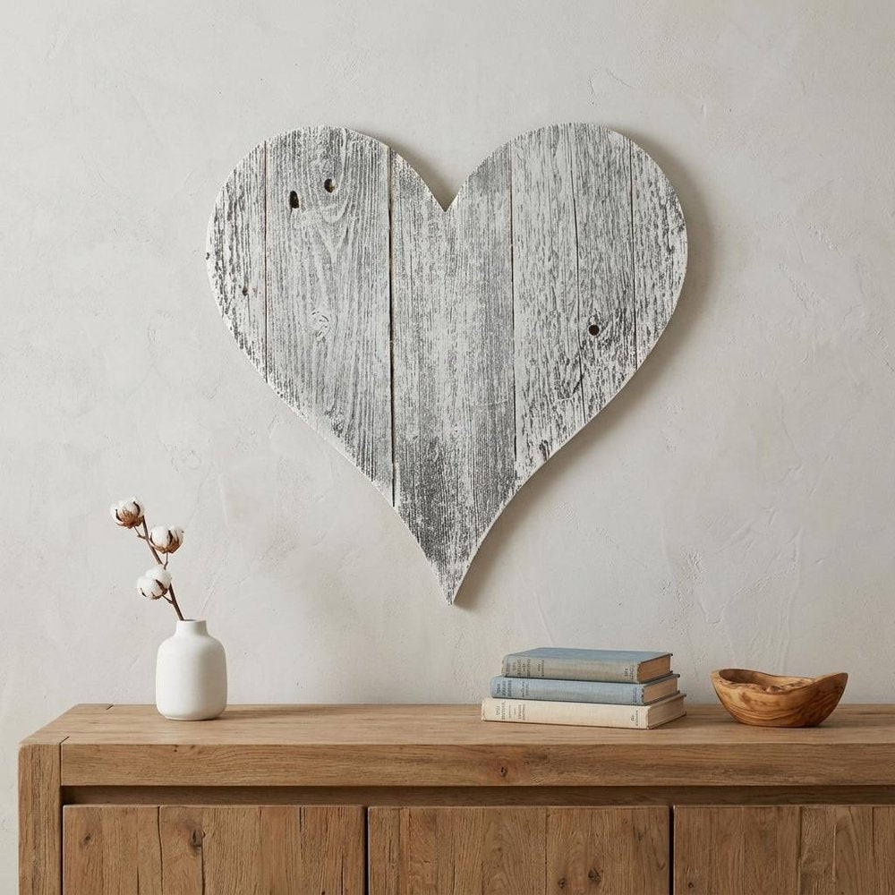 12" Whitewash Reclaimed Wood Heart Wall Decor