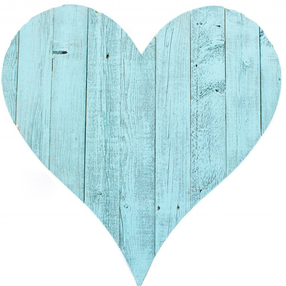 12" Turquoise Reclaimed Wood Heart Wall Decor